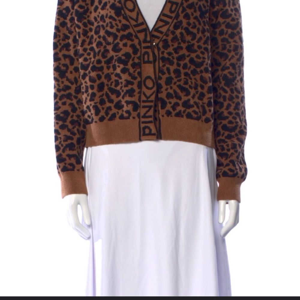Pinko Animal Print Cardigan in Brown and Black